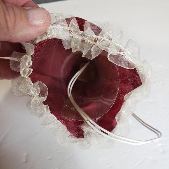 Vintage Burgundy Maroon Light Up Angel Christmas Tree Ornament 5" - Picture 5 of 6